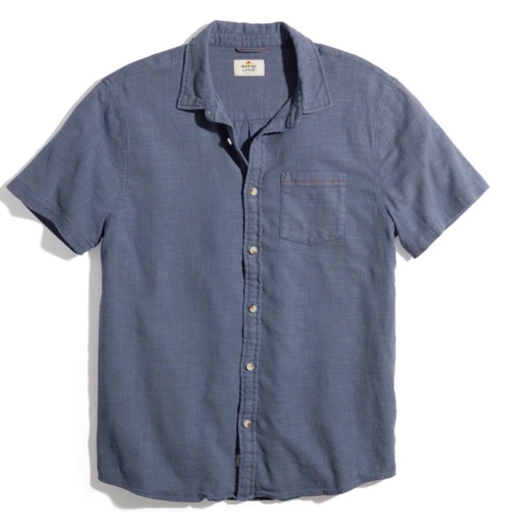 Marine Layer Stretch Selvedge Short Sleeve Button Down Shirt XL
